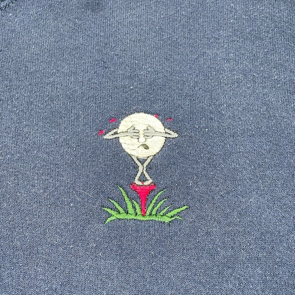 Vintage 90s Animated Golf Ball Embroidered Sweatshirt Vtg Funny Sport USA *READ* - Picture 4 of 10